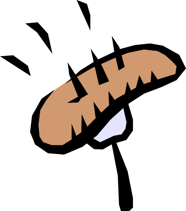 Vector Illustration of Sausage Meat on Fork