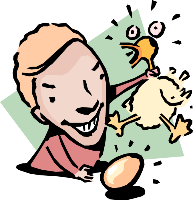 Vector Illustration of Goose that Lays the Golden Egg Idiom Man Stealing the Egg