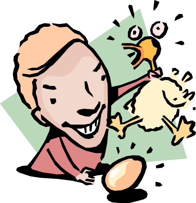 Vector Illustration of Goose that Lays the Golden Egg Idiom Man Stealing the Egg