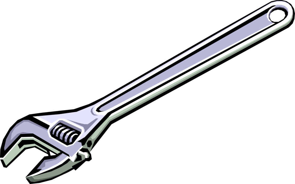 Vector Illustration of Adjustable Wrench or Spanner Tool with Adjustable "Jaw" Width