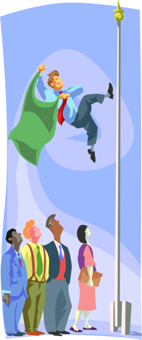 Vector Illustration of Running Up the Flag Pole