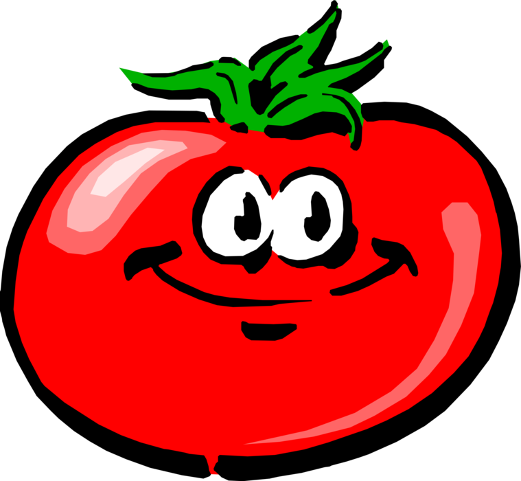 Vector Illustration of Anthropomorphic Tomato Edible Culinary Vegetable