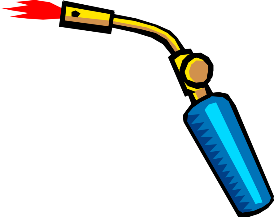 Vector Illustration of Blow Torch or Blowtorch Fuel Burning Tool Applies Flame and Heat in Metalworking