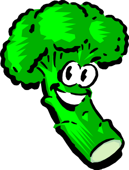 Vector Illustration of Anthropomorphic Garden Vegetable Broccoli