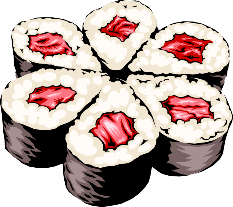 Vector Illustration of Japanese Vinegared Rice Sushi