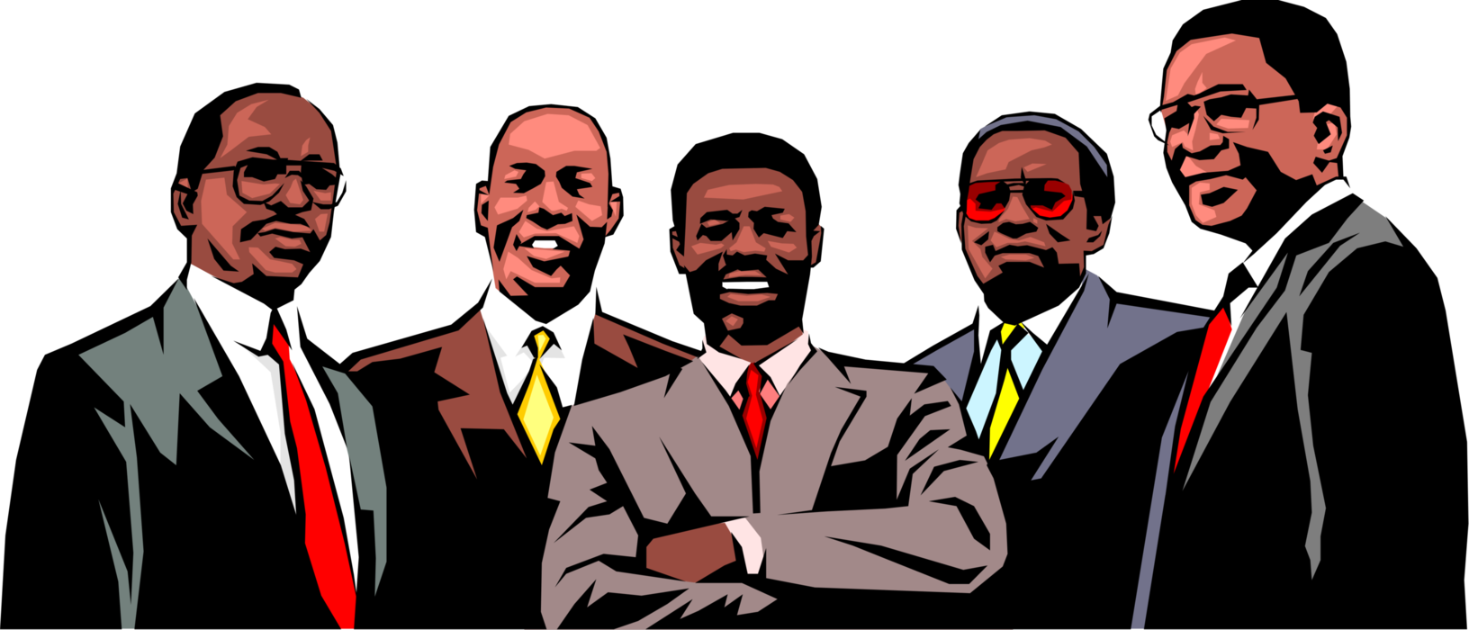 Vector Illustration of Team of African American Businessmen
