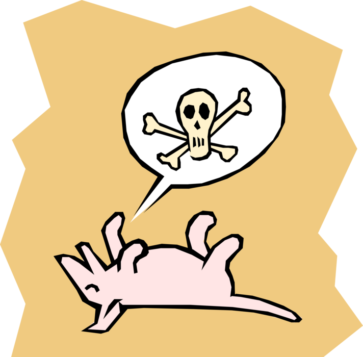 Vector Illustration of Dog Plays Dead with Skull and Crossbones