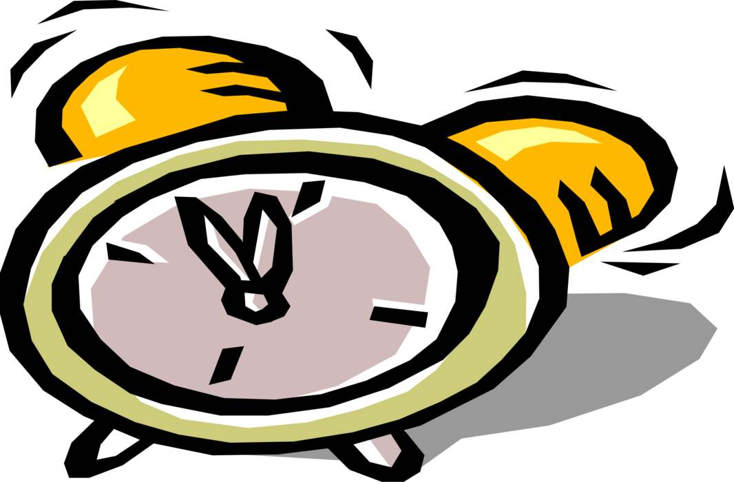 Vector Illustration of Alarm Clock Ringing Its Morning Wake-Up Call