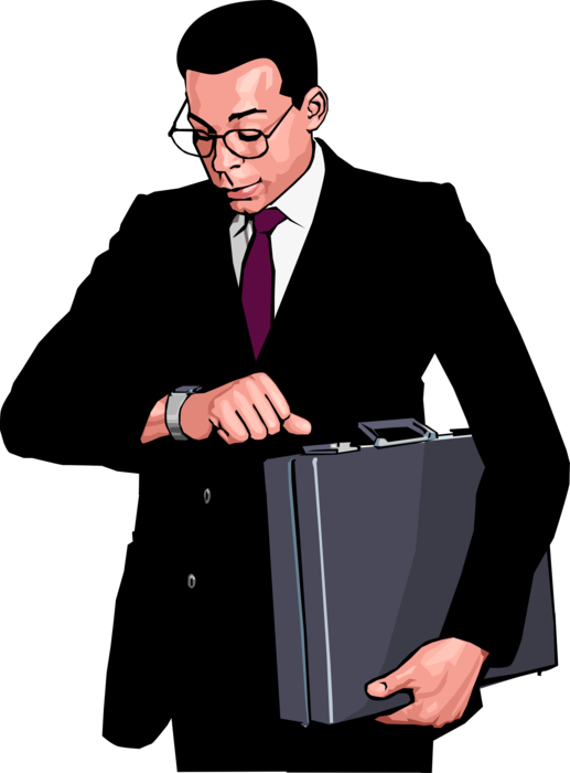 Vector Illustration of Businessman Checking the Time on Wristwatch