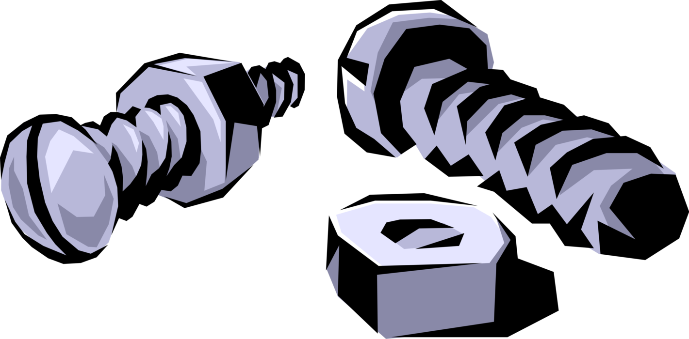 Vector Illustration of Nut and Bolt Threaded Fastener Related to Screws