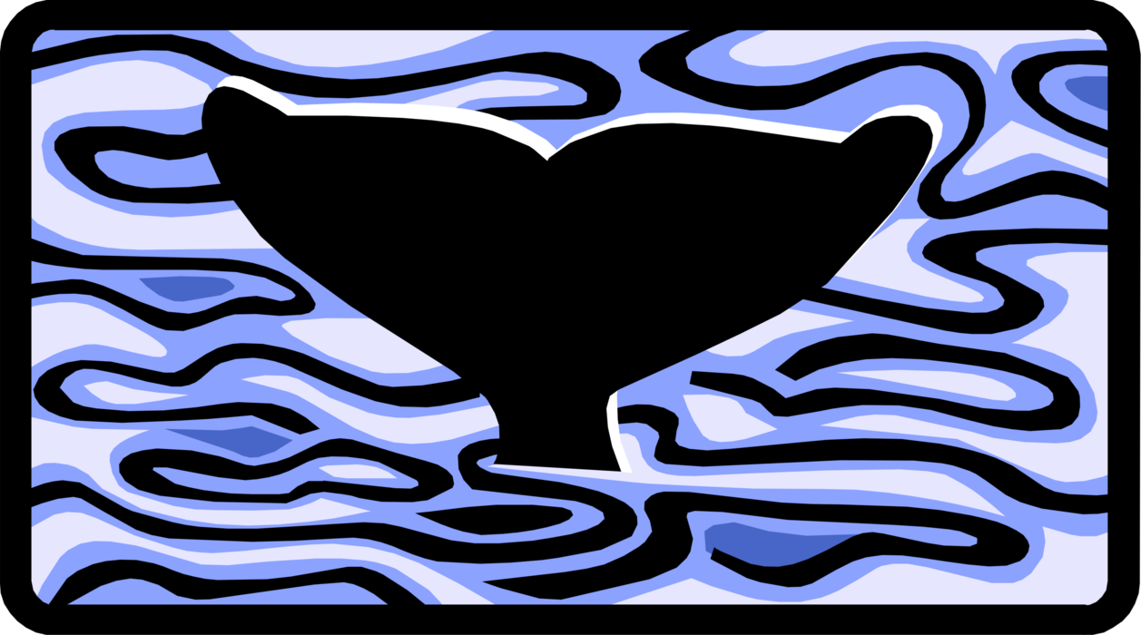 Vector Illustration of Marine Mammal Whale Diving Tail Flute