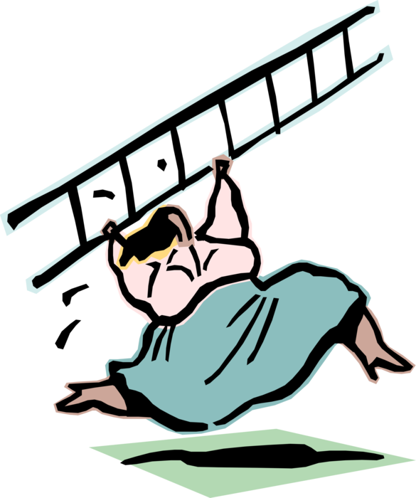 Vector Illustration of Businesswoman Running Carries Ladder for Climbing and Reaching 