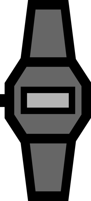 Vector Illustration of Digital Wristwatch Timepiece Keeps Time