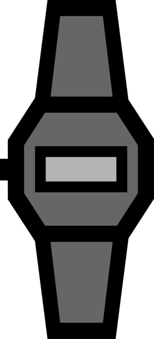 Vector Illustration of Digital Wristwatch Timepiece Keeps Time