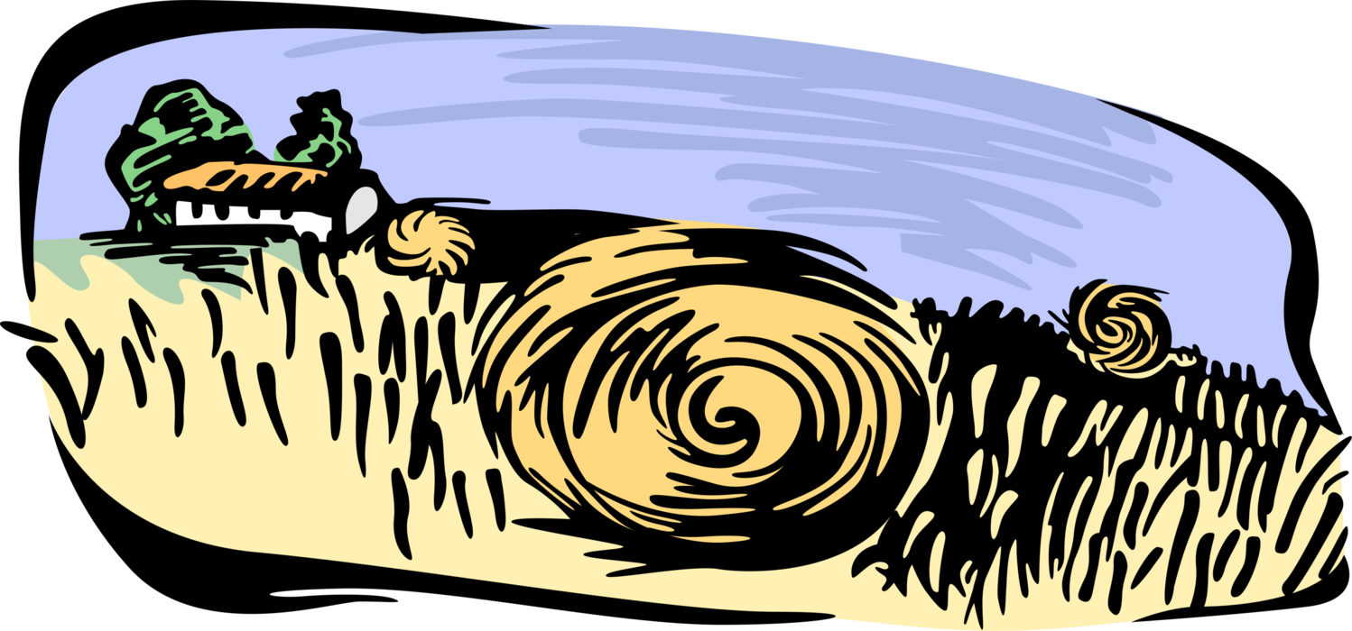 Vector Illustration of Farm Haystack Harvested Alfalfa Hay Crop Bales