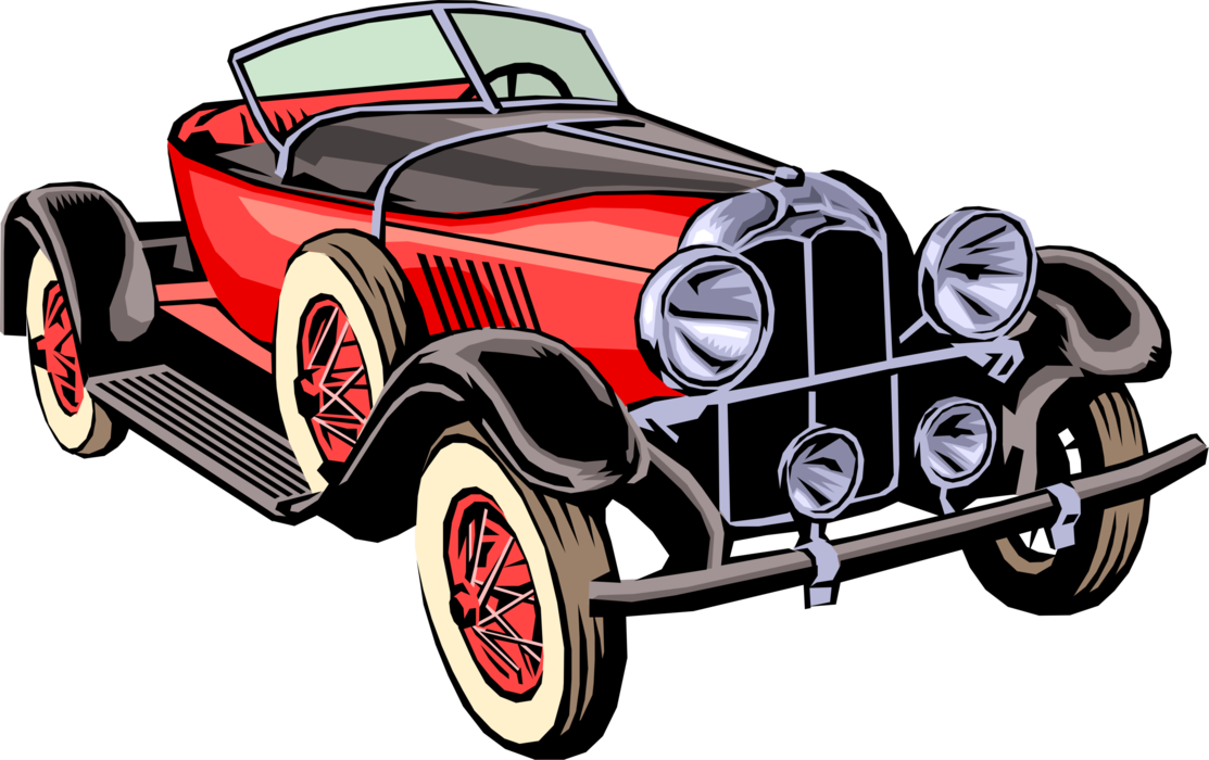 Vector Illustration of Vintage Antique Car Automobile Motor Vehicle