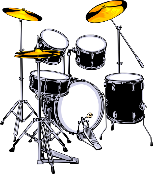 Vector Illustration of Drum Set or Drum Kit Percussion Instrument