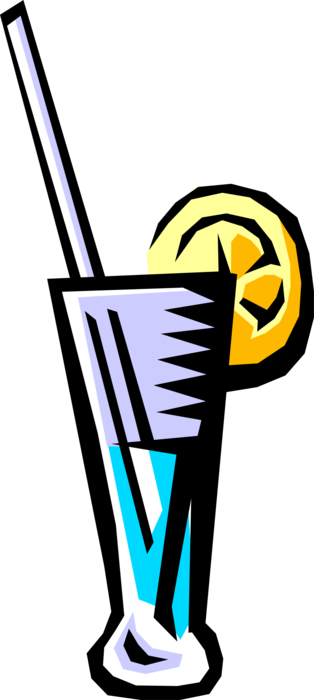 Vector Illustration of Refreshing Drink with Lemon Slice
