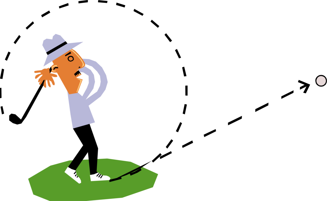 Vector Illustration of Sport of Golf Golfer Swings the Golf Club