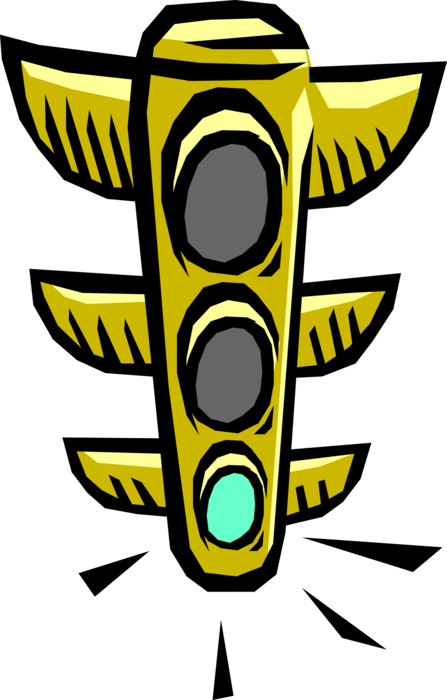 Vector Illustration of Traffic Lights Signals or Stop Light Traffic Control Signalling Device Green