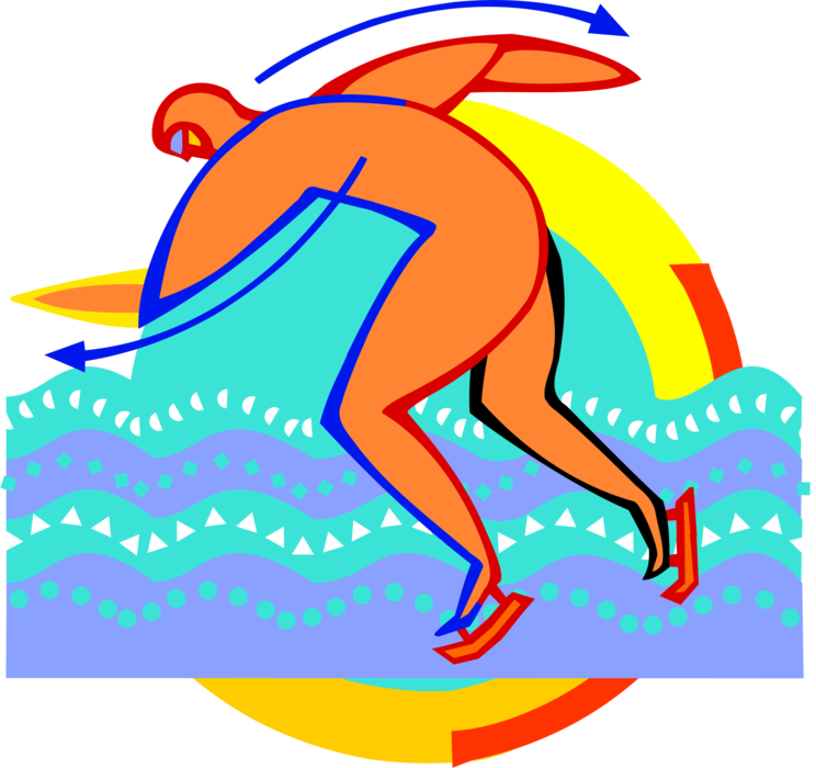 Vector Illustration of Speed Skater in Skating Race on Ice