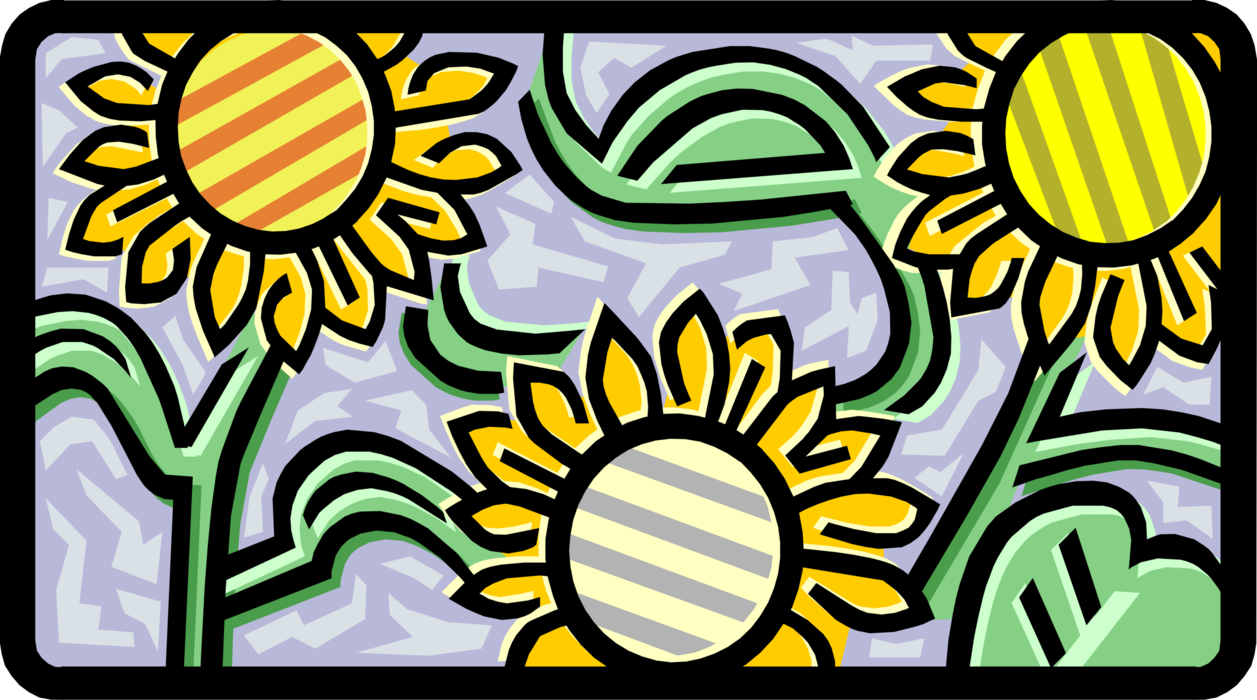 Vector Illustration of Colorful Sunflowers in Summer Heat
