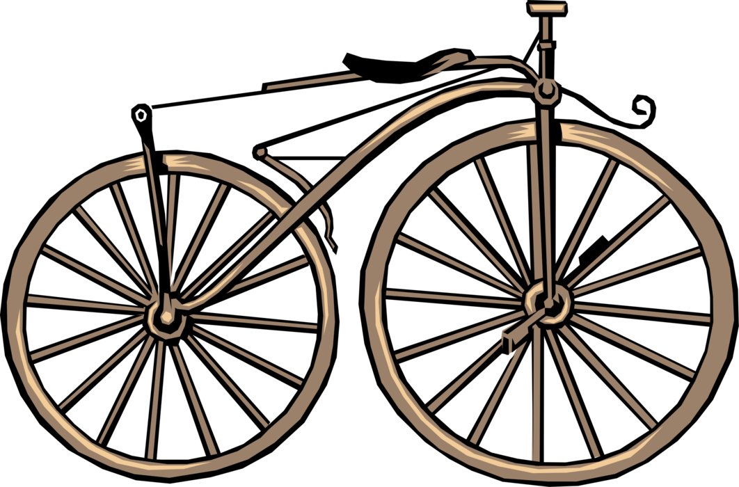 Vector Illustration of Old Fashioned Antique Penny-Farthing First Machine to be Called "Bicycle"