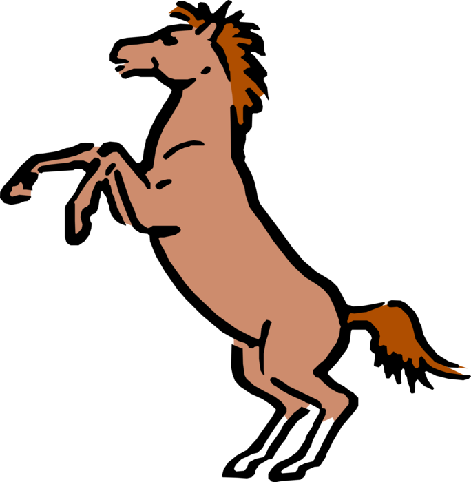 Vector Illustration of Cartoon Solid-hoofed, Quadruped Stallion Horse