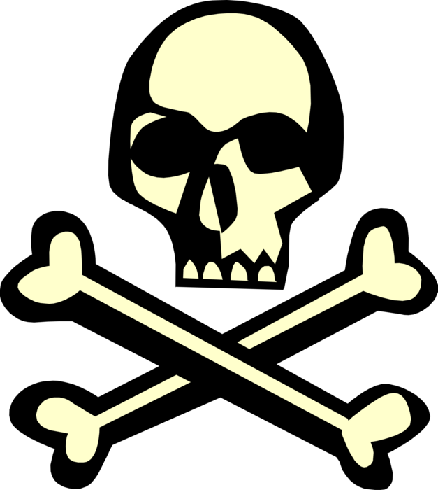 Vector Illustration of Skull and Crossbones Identify Poisonous Substances, Deadly Chemicals