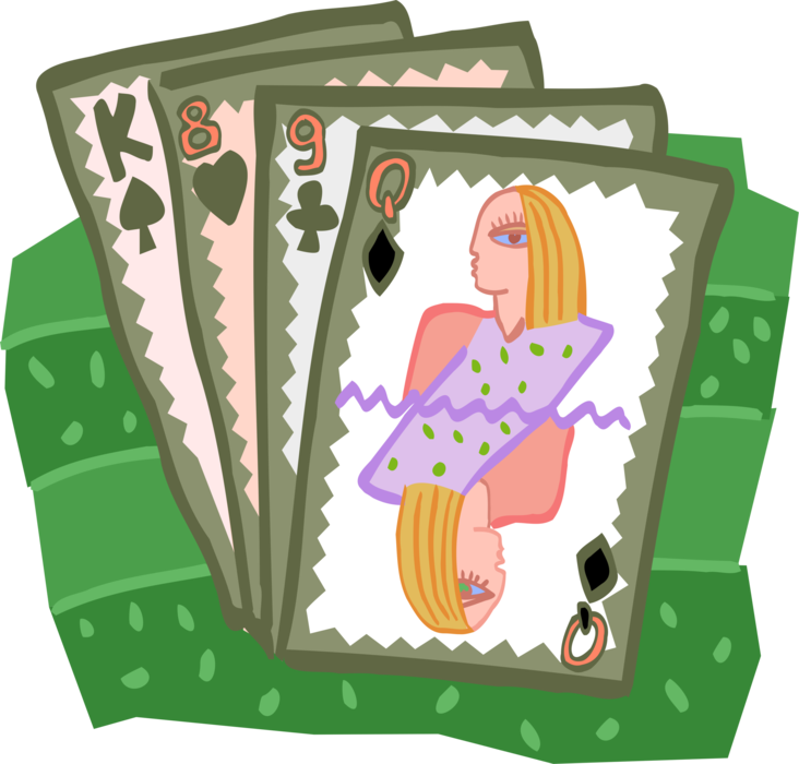 Vector Illustration of Gambling and Games of Chance Playing Cards Poker Hand