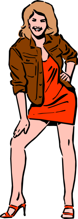 Vector Illustration of Female Model Strikes Pose