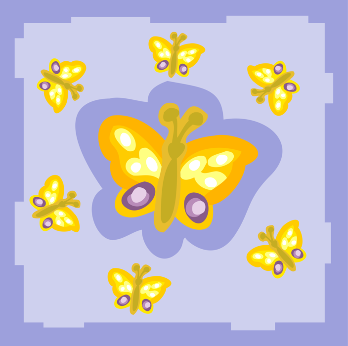Vector Illustration of Colorful Yellow Butterfly Winged Insect