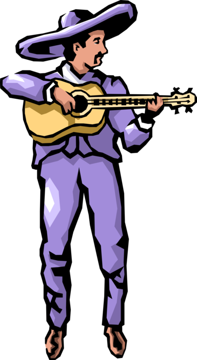 Vector Illustration of Spanish Flamenco Guitar Guitarist Musician Player Strums