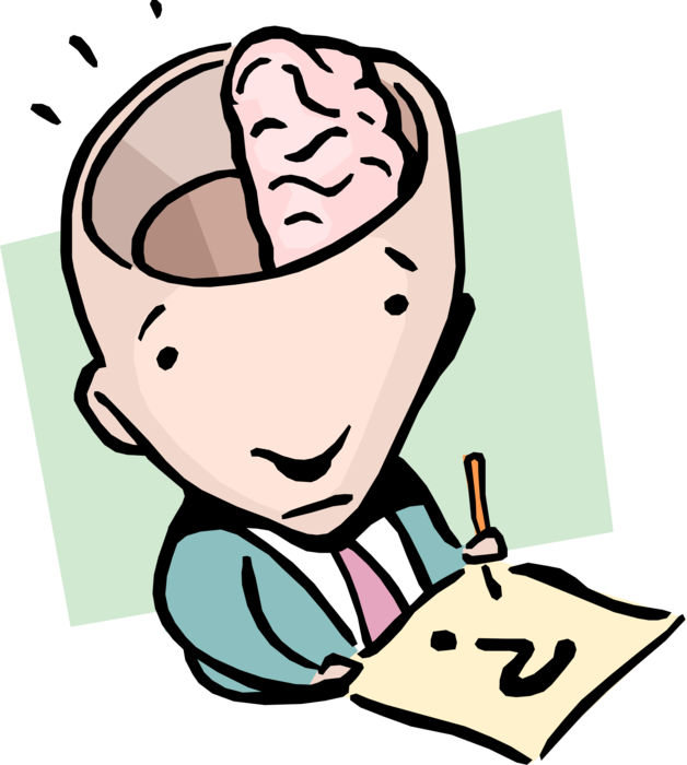 Vector Illustration of Half-A-Brain Idiom Inadequate Businessman 