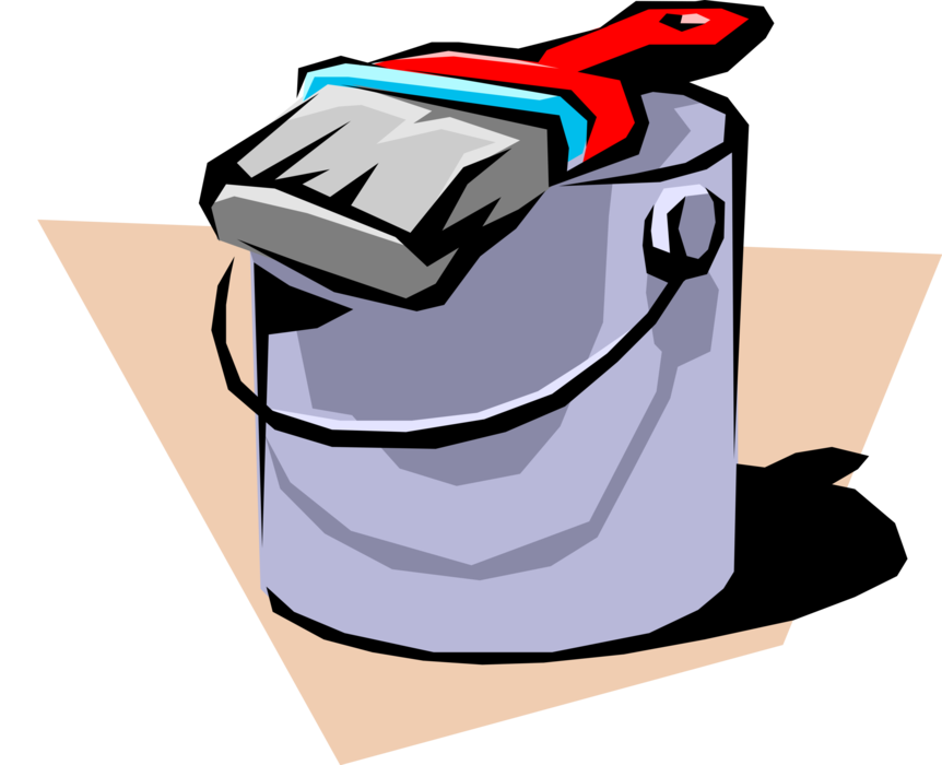 Vector Illustration of Paint Can with Paintbrush