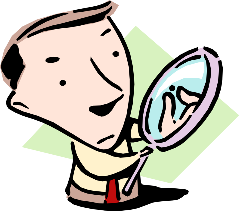 Vector Illustration of Under Close Inspection with Magnifying Glass Idiom