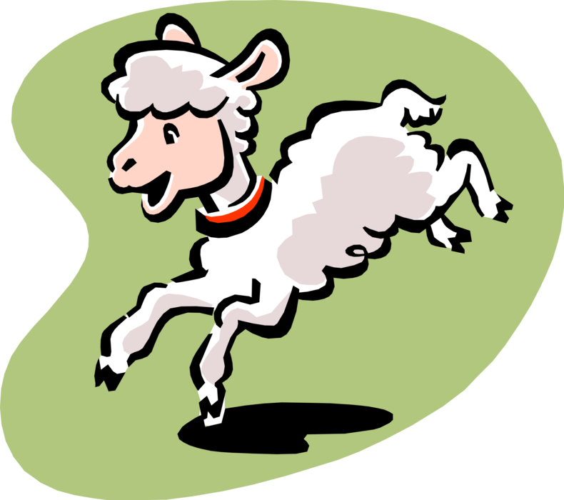 Vector Illustration of Farm Agriculture Livestock Animal Young Sheep Lamb Jumping