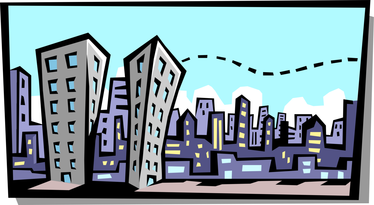 Vector Illustration of Urban Metropolitan City Skyline of Buildings