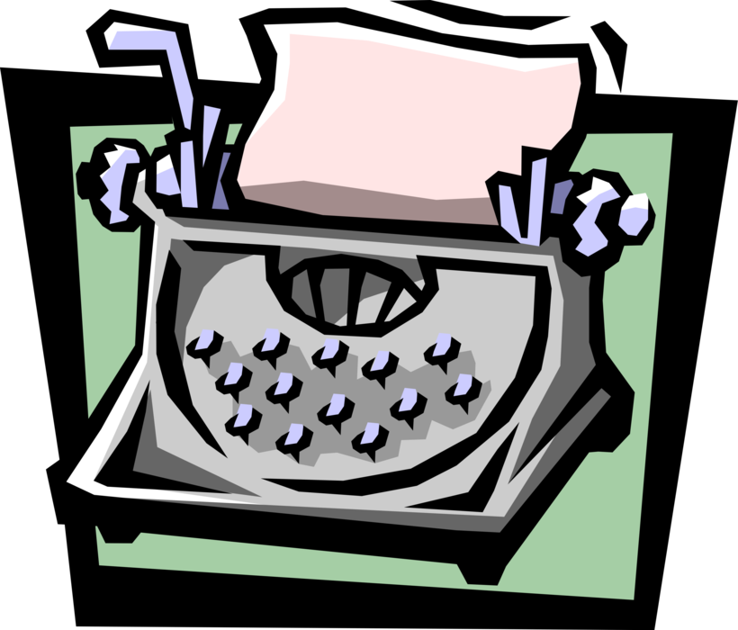 Vector Illustration of Typewriter Mechanical Machine for Writing Characters as in Movable Type Letterpress Printing