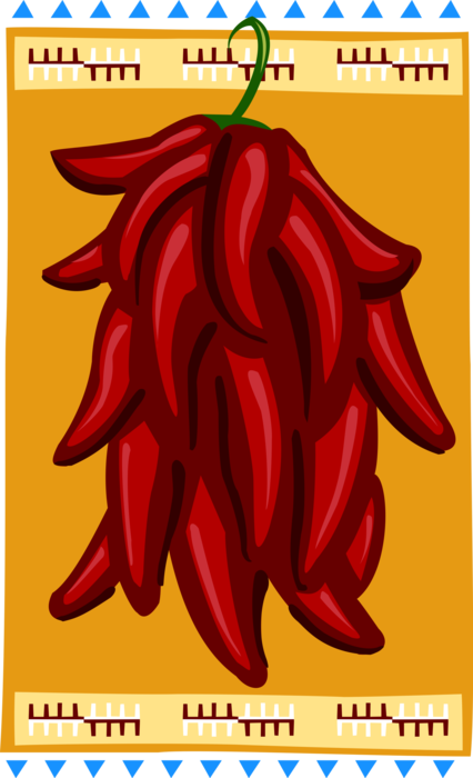 Vector Illustration of South Western Chili Peppers Hanging to Dry