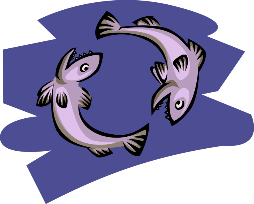Vector Illustration of Spinning Swimming Fish