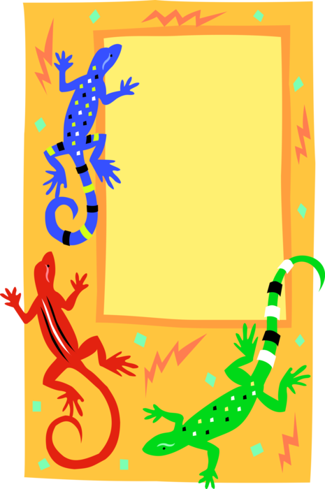 Vector Illustration of Reptile Lizards Frame Border