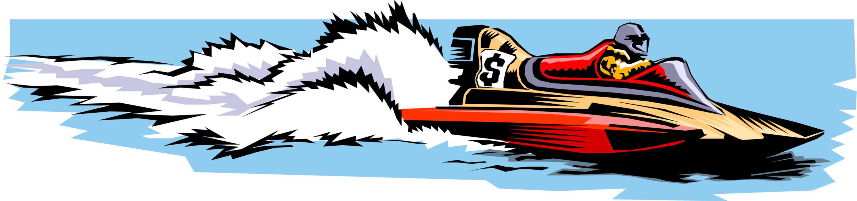 Vector Illustration of Motorboat Racing Competition for Inshore Powerboat Speedboats