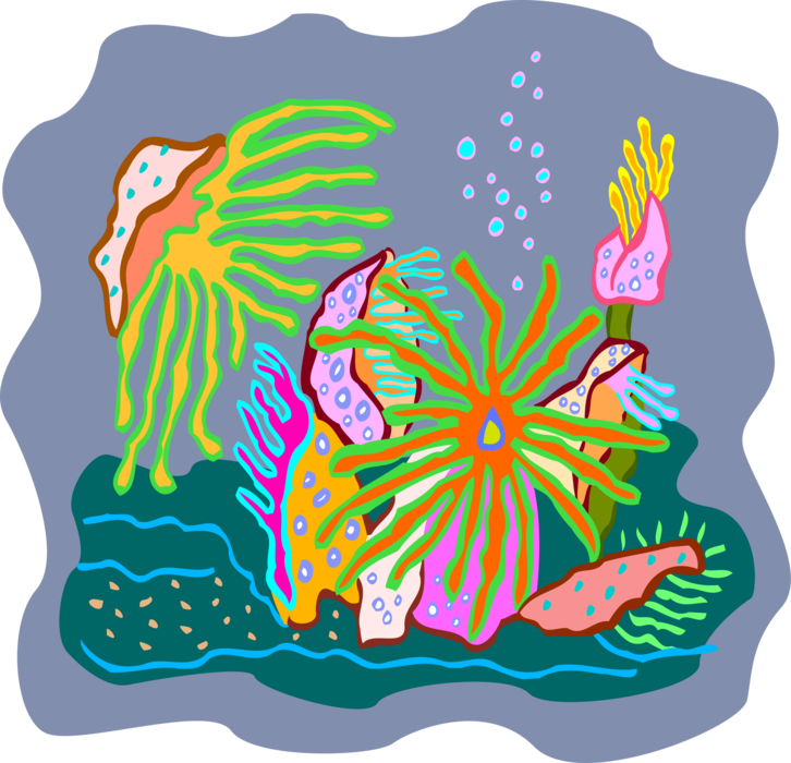 Vector Illustration of Colorful Underwater Marine Life Sea Coral