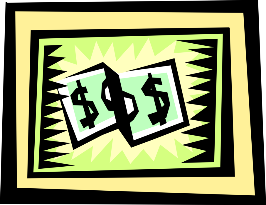 Vector Illustration of Dollar Bill Cash Paper Money Monetary Currency of the United States