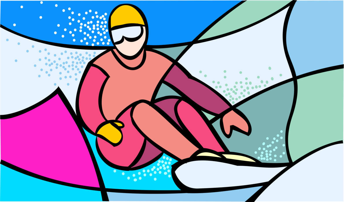 Vector Illustration of Olympic Sports Snowboarder Snowboarding in Competition
