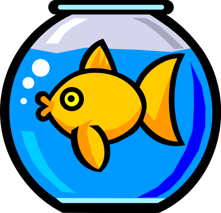 Vector Illustration of Fish Bowl Aquarium with Goldfish