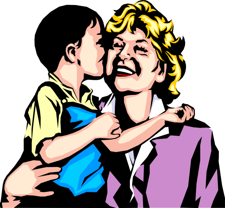 Vector Illustration of Mother and Child in Loving Embrace