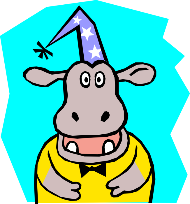 Vector Illustration of Hippopotamus Party Animal