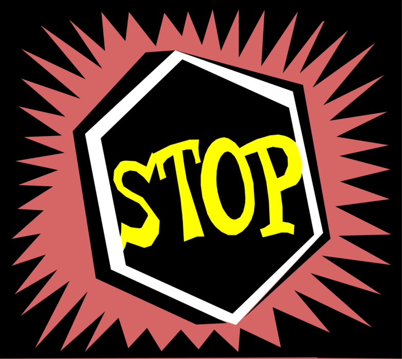 Vector Illustration of Traffic Stop Sign Notifies Motorist Drivers They Must Stop Before Proceeding